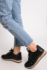 Black Sparkle Cut Out Trainers - Capri-Trainers