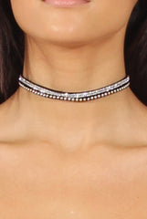 Black Sparkle Double Strap Choker - Thirza-Accessories