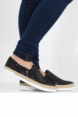 Black Sparkle Rope Detail Pumps - Yinka-Shoes