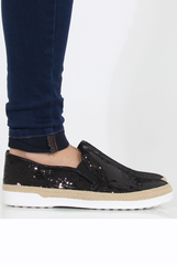 Black Sparkle Rope Detail Pumps - Yinka-Shoes