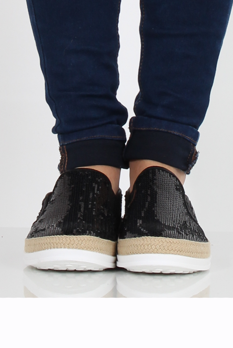 Black Sparkle Rope Detail Pumps - Yinka-Shoes