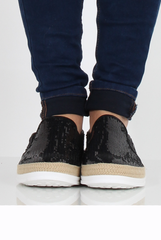 Black Sparkle Rope Detail Pumps - Yinka-Shoes