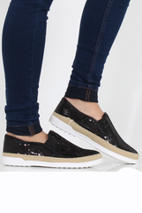 Black Sparkle Rope Detail Pumps - Yinka-Shoes