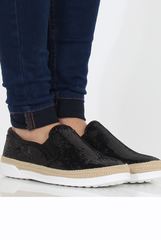 Black Sparkle Rope Detail Pumps - Yinka-Shoes