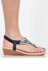 Black Sparkle Sling Back Sandals - Brogan-Sandals