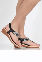 Black Sparkle Sling Back Sandals - Brogan-Sandals