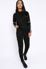 Black Sparkle Striped Loungewear Set - Shellie-Loungewear