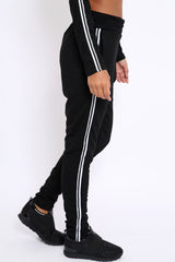 Black Sparkle Striped Loungewear Set - Shellie-Loungewear