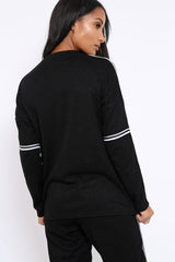 Black Sparkle Striped Loungewear Set - Shellie-Loungewear