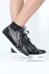 Black Sparkly High Top Trainers - Cassey-Trainers