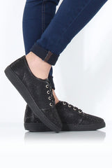 Black Sparkly Pumps - Elle-Shoes