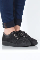 Black Sparkly Pumps - Elle-Shoes