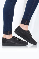 Black Sparkly Pumps - Elle-Shoes