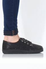 Black Sparkly Pumps - Elle-Shoes