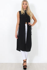 Black Split Detail Longline Shirt - Eva-Shirts