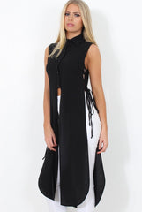 Black Split Detail Longline Shirt - Eva-Shirts