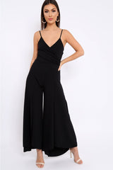 Black Split Flared Jumpsuit - Francisca-Jumpsuits