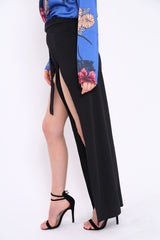 Black Split Front Trousers - Gabi-Trousers