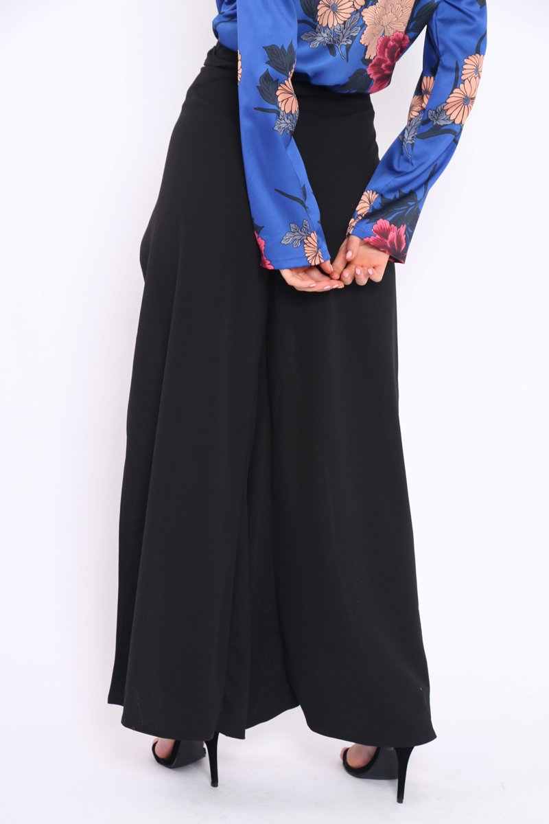 Black Split Front Trousers - Gabi-Trousers