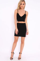 Black Sports Trim Bralet and Skirt Co-ord - Evangeline-Co-ords