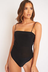 Black Square Neck Slinky Bodysuit - Sadie-Bodysuits