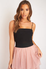 Black Square Neck Slinky Bodysuit - Sadie-Bodysuits