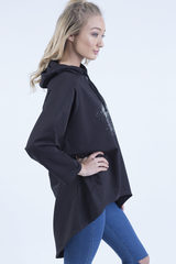 Black Star Diamante Oversized Hoodie - Sarah-Loungewear