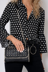 Black Star Studded Metal Edge Clutch Bag -Teri-Bags