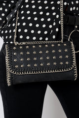 Black Star Studded Metal Edge Clutch Bag -Teri-Bags