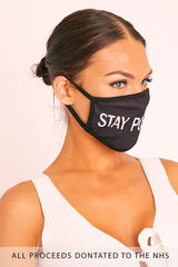 Black Stay Positive Slogan Face Mask - Rach-Mask