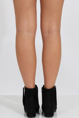 Black Stitch Detail Ankle Boots - Elise-Boots