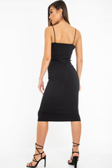 Black Straight Leg Cut-out Side Midi Dress - Seraphine-Dresses