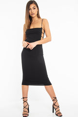 Black Straight Leg Cut-out Side Midi Dress - Seraphine-Dresses