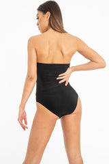 Black Strapless Ruched Side Bodysuit - Jaci-Bodysuits
