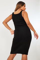 Black Strappy Knit Midi Dress - Graciella-Dresses