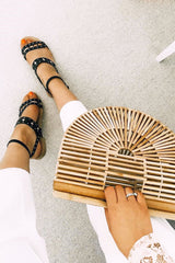 Black Strappy Studded Gladiator Sandals - Audrina-Sandals
