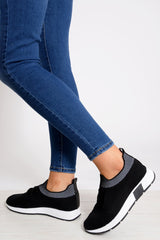 Black Stretch Mesh Lace Up Trainers - Beulah-Trainers