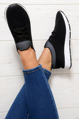 Black Stretch Mesh Lace Up Trainers - Beulah-Trainers