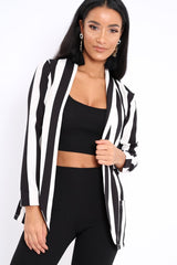 Black Stripe Blazer - Rockie-Tops