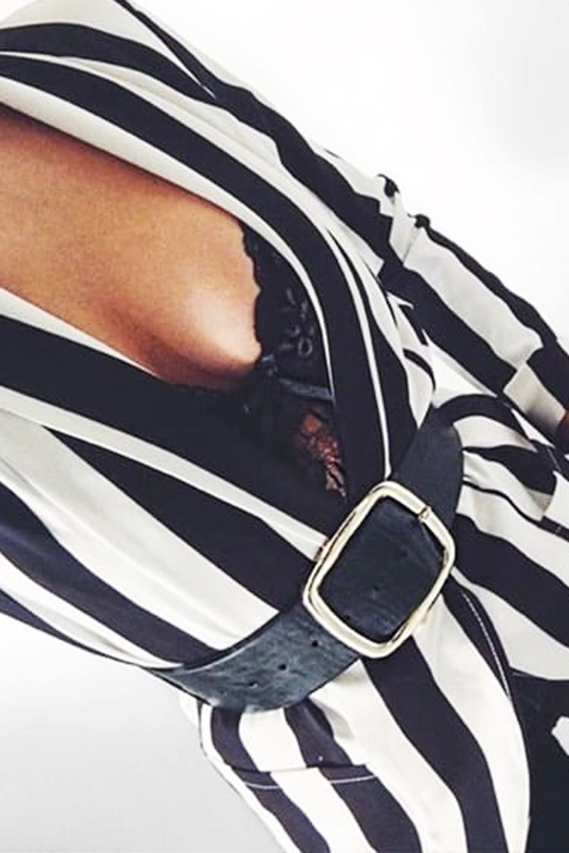 Black Stripe Blazer - Rockie-Tops