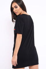 Black Stripe Front T Shirt Dress - Kamden-Dresses