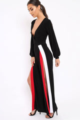 Black Stripe Jumpsuit - Aaisha-Jumpsuits