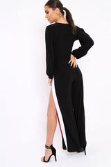 Black Stripe Jumpsuit - Aaisha-Jumpsuits