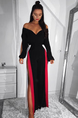 Black Stripe Jumpsuit - Aaisha-Jumpsuits