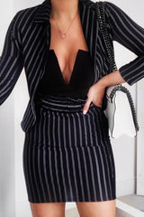 Black Stripe Paper Bag Skirt - Tabbie-Skirts