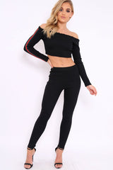 Black Stripe Ribbed Knit Co-ord - Luna-Co-ords