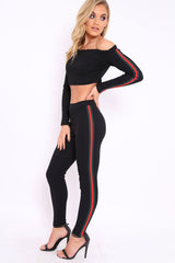 Black Stripe Ribbed Knit Co-ord - Luna-Co-ords