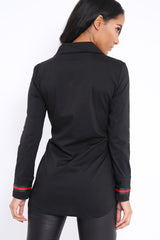 Black Stripe Shirt Dress - Idella-Dresses