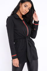 Black Stripe Shirt Dress - Idella-Dresses