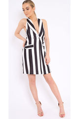 Black Stripe Sleeveless Dress - Cing-Dresses